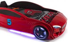 Дитяче ліжко машина Star Premium Mersedes GT red 190х90 см з підсвічуванням, музикою, шкіряний салон, пультом